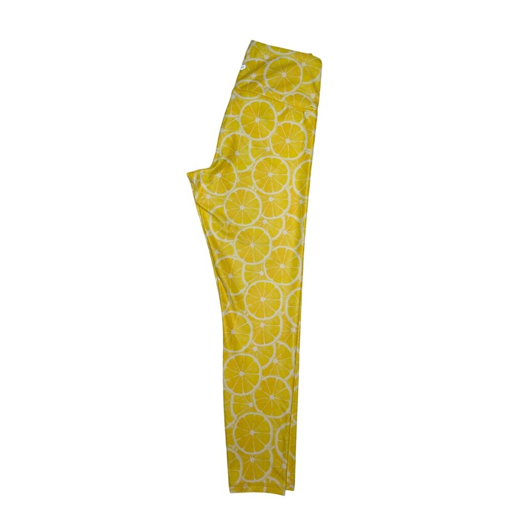 NWT Wildfox Sport Fallon Lemon Print Leggings Yellow White Medium - Picture 9 of 11